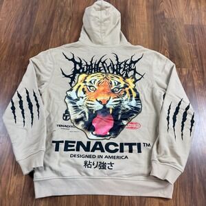 NWT Tenaciti Tiger Heavyweight Hoodie Khaki Streetwear Men's Large NEW